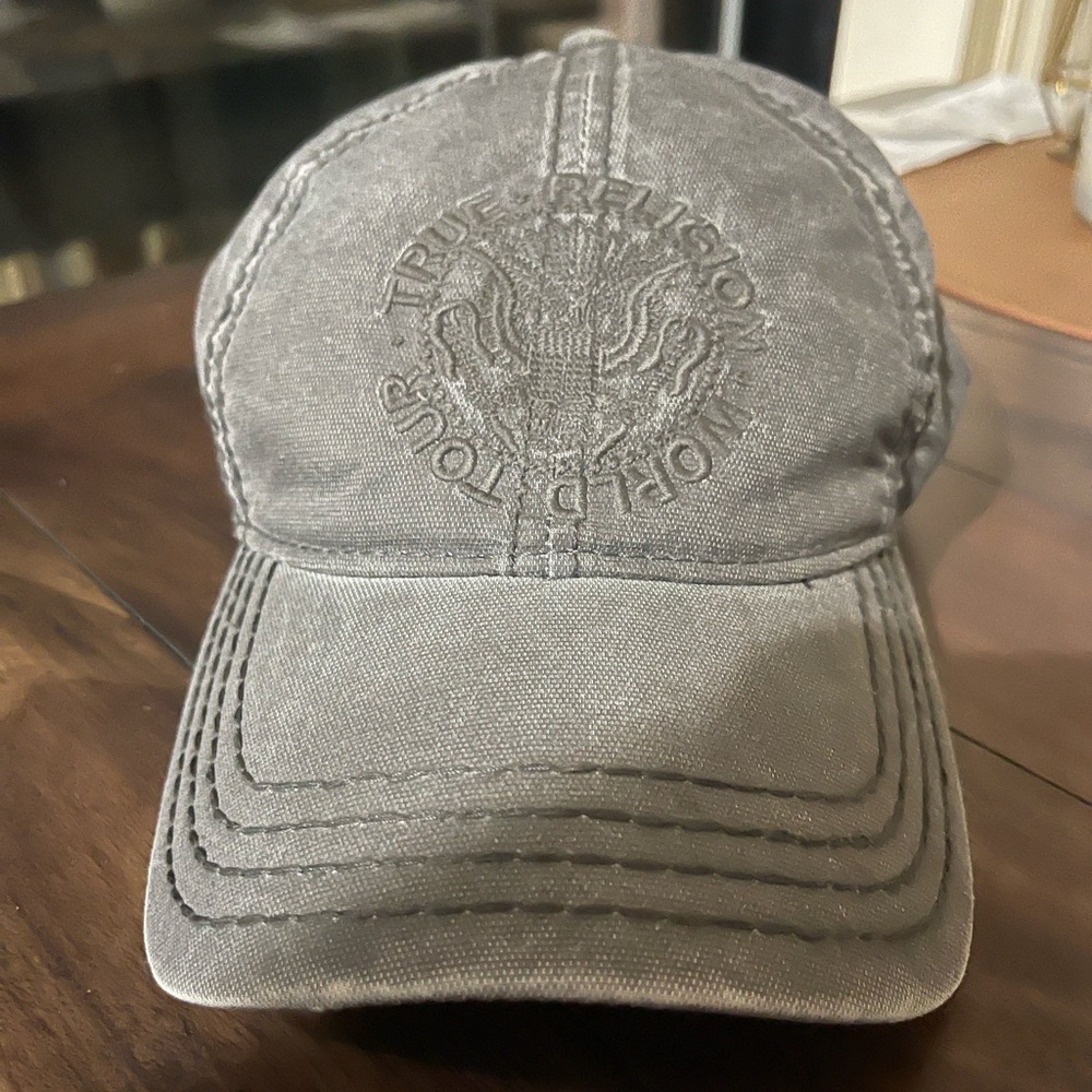 True Religion Charcoal Embroidered Cap